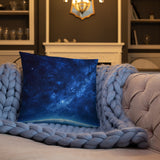 Blue Galaxy Over the Horizon Pillow